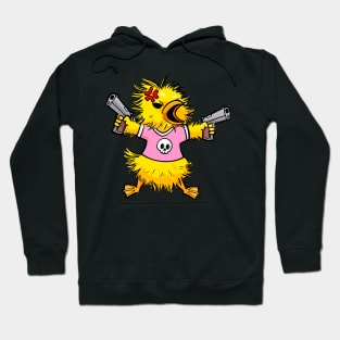 The Fierce Firearm Fowl: Angry Baby Chicken Duck with Dual Guns Hoodie